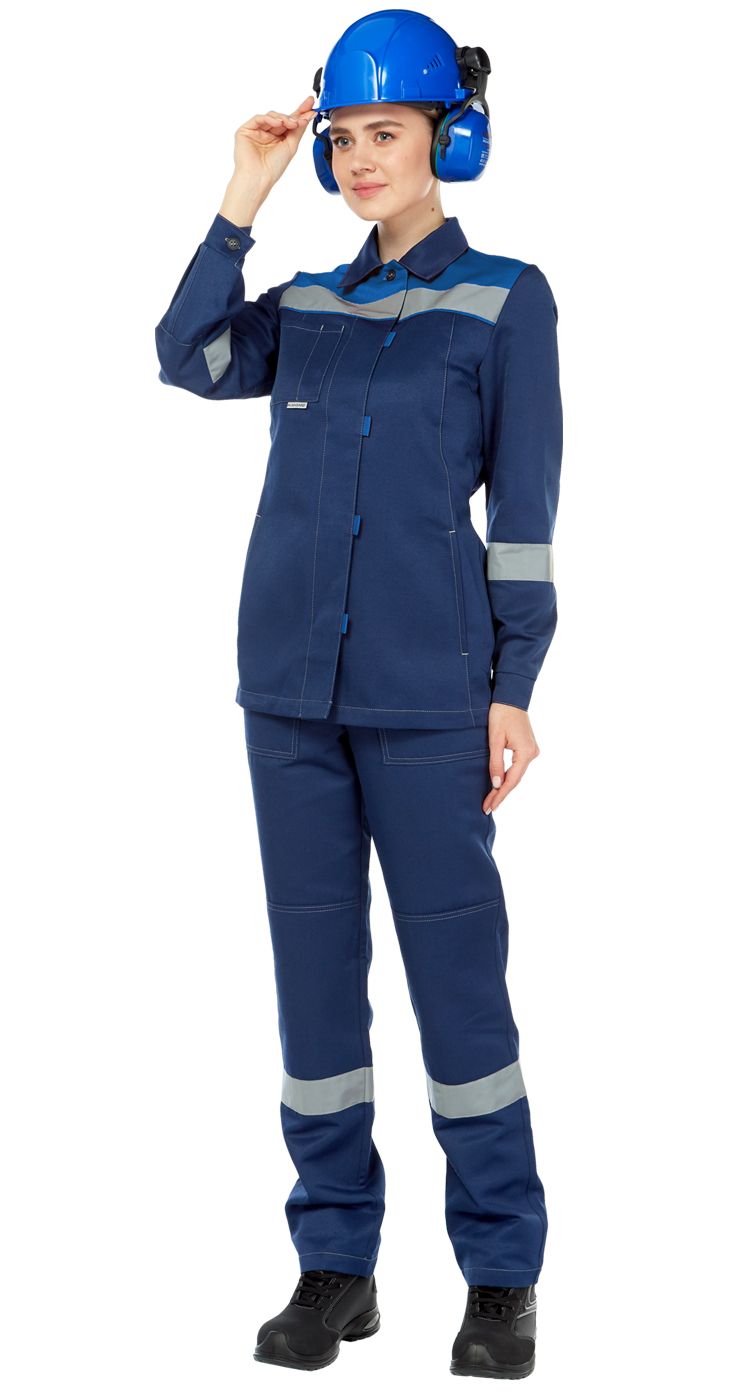 Костюм женский «Тимбер» с полукомбинезоном цв. синий-василек цена
